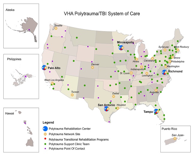 Map of Polytrauma System of Care Facilities